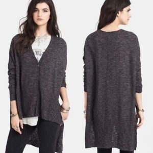 Free People TGIF Cardigan Asymmetrical Oversized High Low Black Purple Small S
